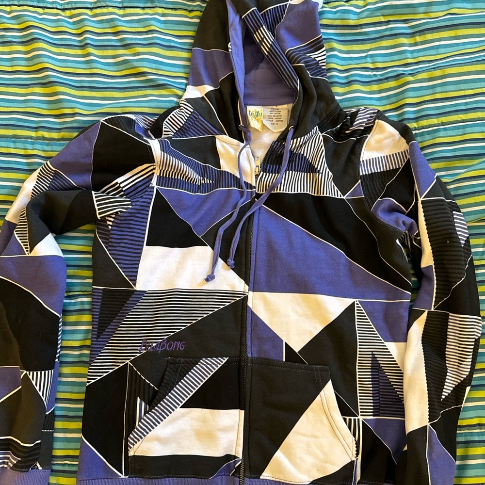 Billabong Geometric Blue and Black Hoodie